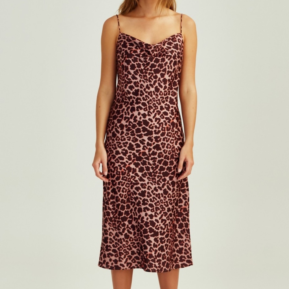 The Fifth Label Leopard Bias Midi Dress
